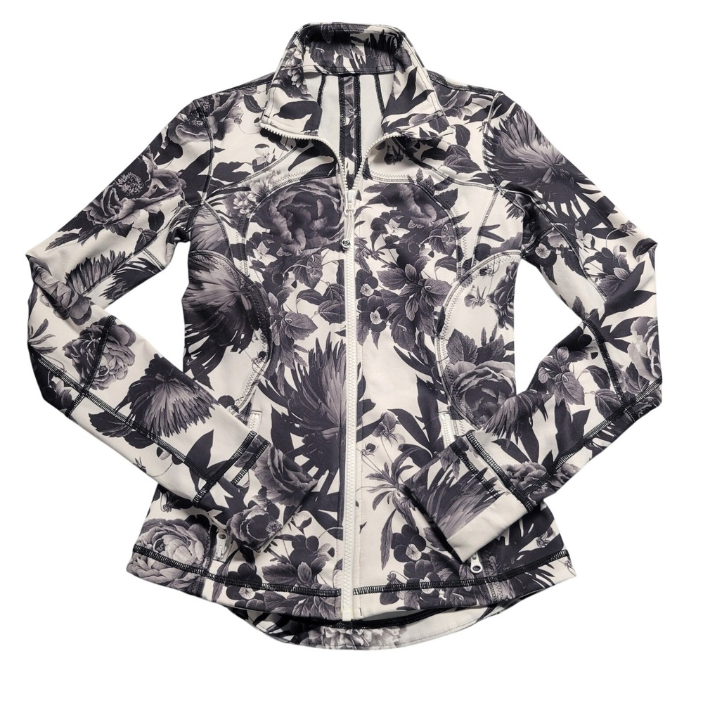 Lululemon Define Jacket Secret Garden Floral Brisk Bloom Black White 4‎ Full Zip